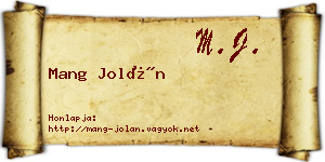 Mang Jolán névjegykártya